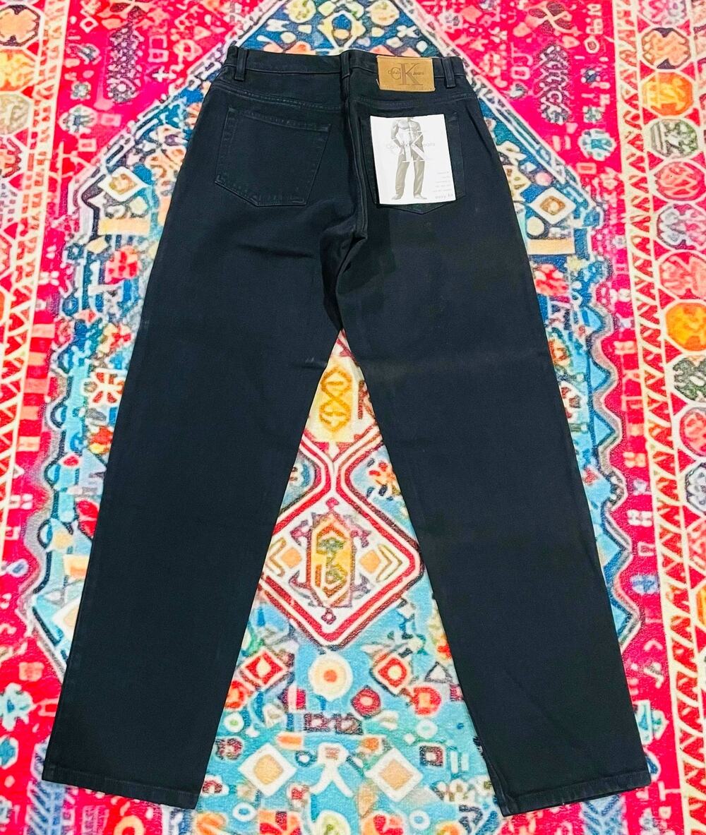 90s Calvin Klein Deadstock Black Relaxed Fit Streetwear Denim Jeans Size 28